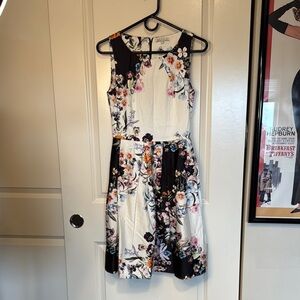 Cream A-line Midi Dress with Halter Neckline